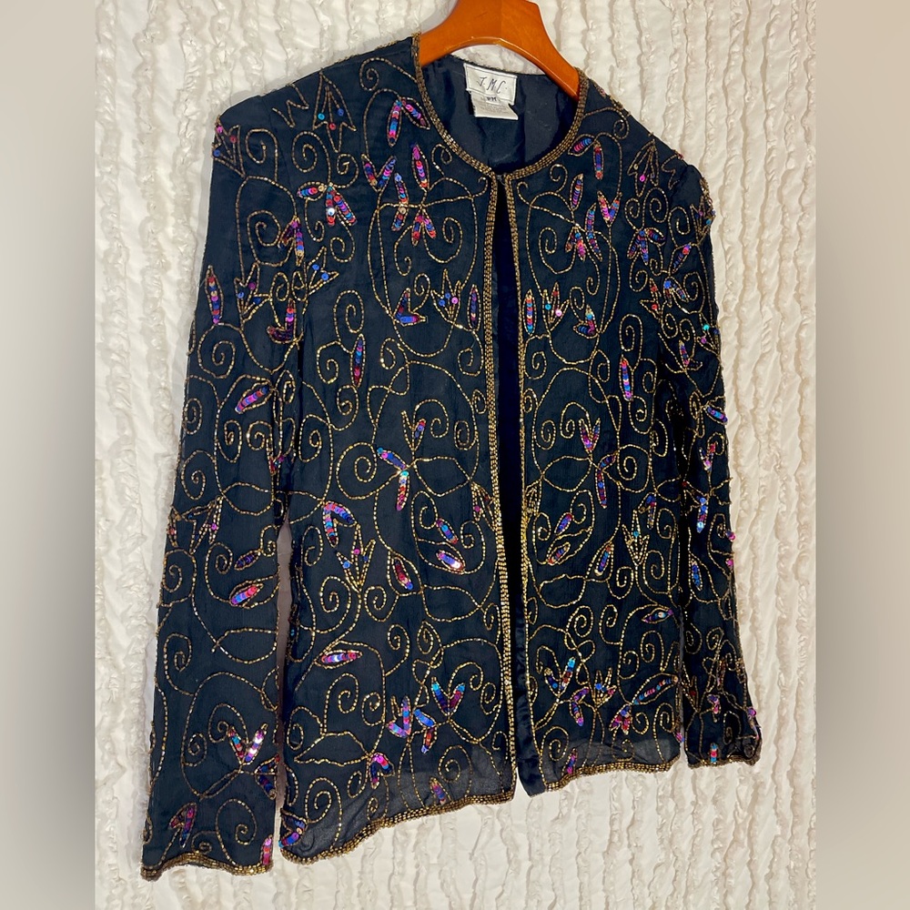 J.M.C Vintage sequins embroidered jacket blazer 100% Silk